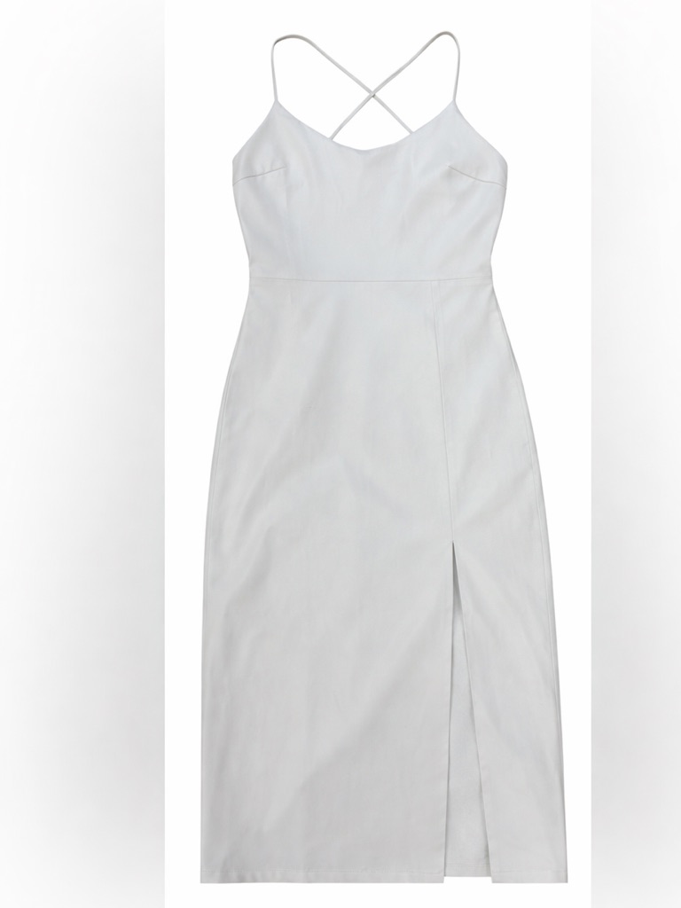 Zara Faux Leather Midi Dress In Cream Taupe Shade Size Medium